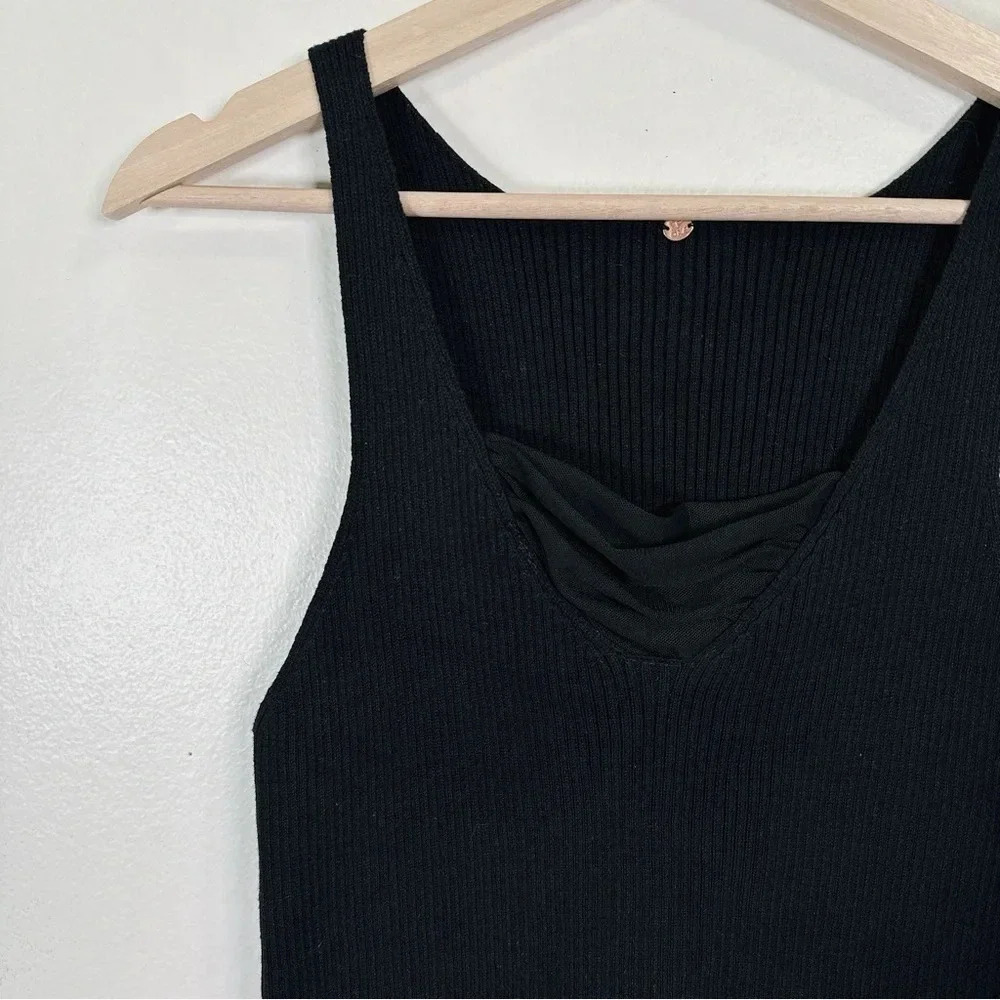 Free People One Ribbed Mesh Ruched Neck Tank Top - Picture 7 of 15